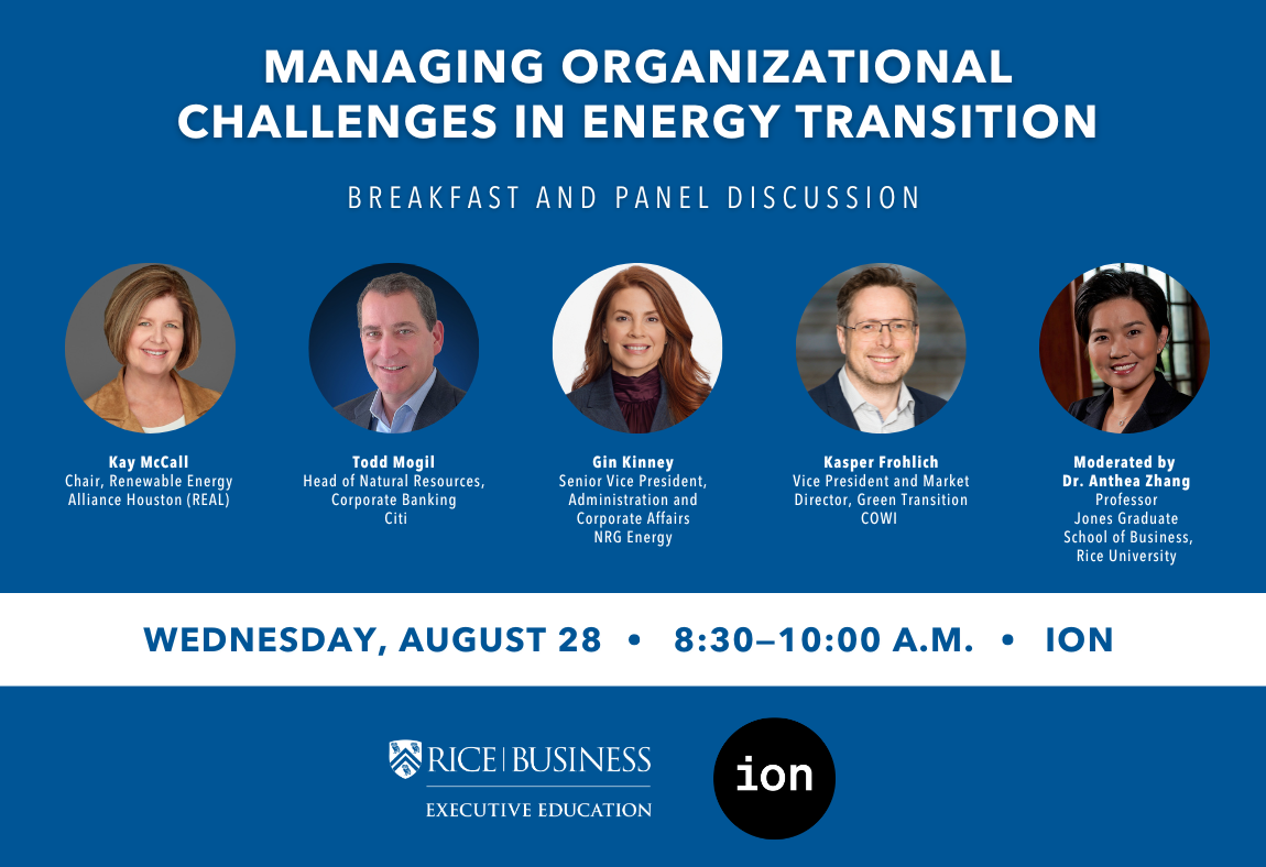 Managing Organizational Challenges in Energy Transition: Breakfast and Panel Discussion on August 28